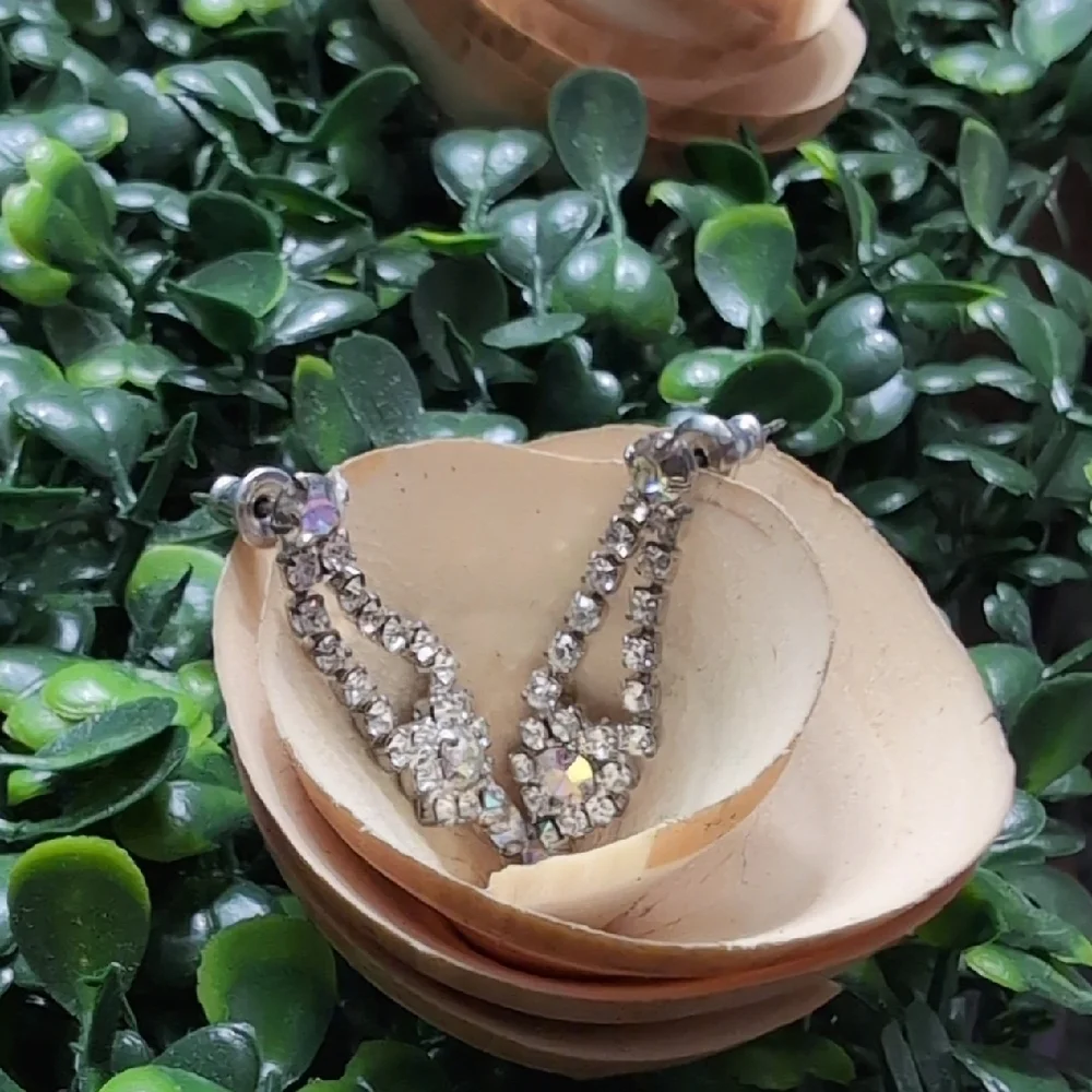 Elegant Silver and Drop Earrings with AB Crystals - Picture 4 of 9